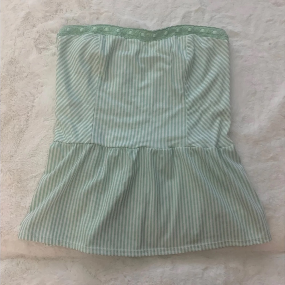 Green and white stripped Summer tube top